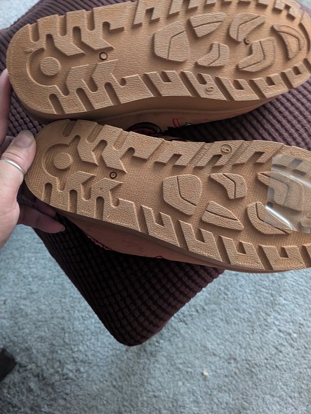 BAMBOO Tan Faux-Fur Lined Slip-On Clogs with Red Trim - Picture 4 of 4